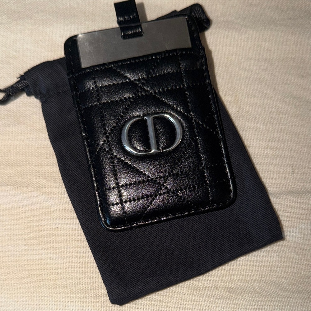 Dior Black Quilted Leather Holster and mirror